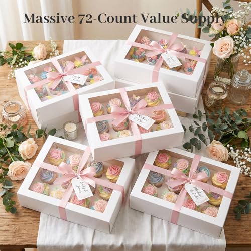 HANSGO 12 Count Cupcake Boxes, 6 PCS Cupcake Containers with Window