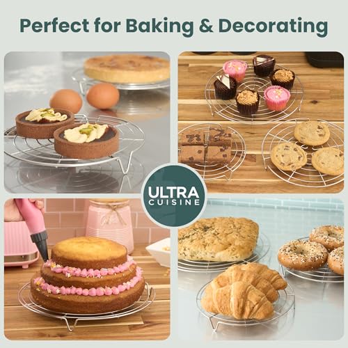 Ultra Cuisine 100% Stainless Steel Round Cooling Racks for Baking, Set of 3 - size: Round Rack 3-Pack