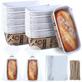 50 Sets Paper Loaf Pans for Baking 6.3 x 2.2 x 2.2 Inch Disposable Paper Baking Pans with Clear Plastic Bags and Kraft Ties Rectangle Cake Mold for Bread Sweets Tea Party (Brown Newspaper) - style: Brown Newspaper