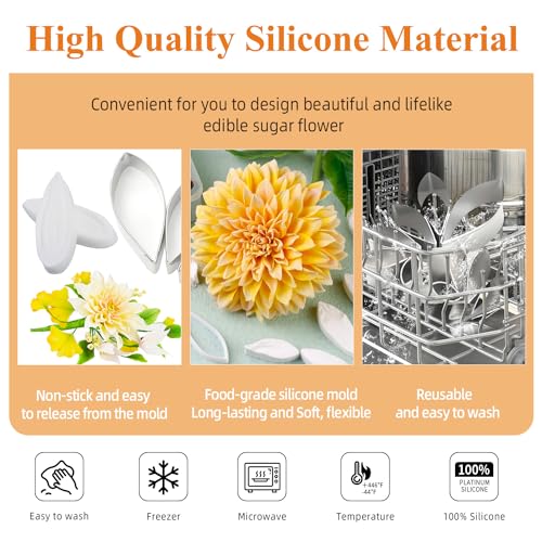 KALAIEN 6pcs/set Dahlia Sugar Flower Cutter Set Flower Petal Fondant Mold - color: Dahlia Cutter(6pcs)