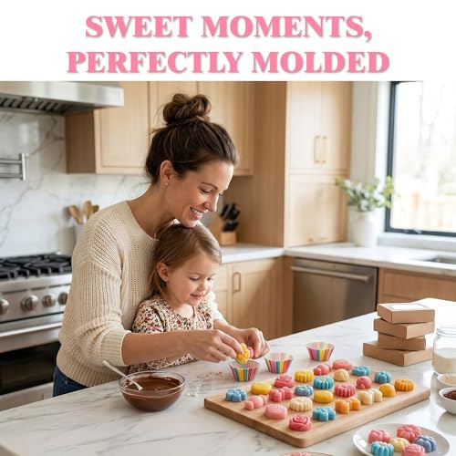 Flower Candy Molds Silicone 2PCS, KKDINDAN 9 Shapes Bite Size Chocolate Molds, Food Grade Spring Rose Daisy Flower Mold Bow Leaf Gummy Molds for Ice Jello Soap Cookie Dessert Melt - size: Flower Molds 2 Pcs