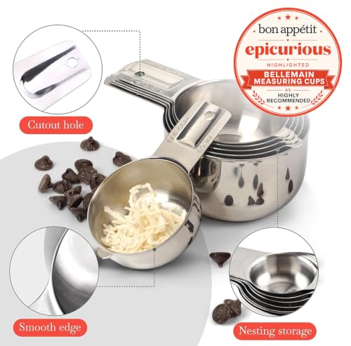 Bellemain Stainless Steel Measuring Cups Set of 6, Nesting Design - color: Stainless Steel