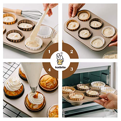 Katbite Parchment Cupcake Liners 150PCS, Standard Size Muffin Baking Liners - color: White-brown-coffee