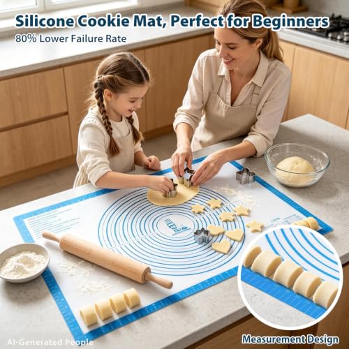 XXL-Large Pastry Mat For Rolling Dough: 36 X 24 Inch Silicone Baking Mat - color: Blue, size: 36"L x 24"W