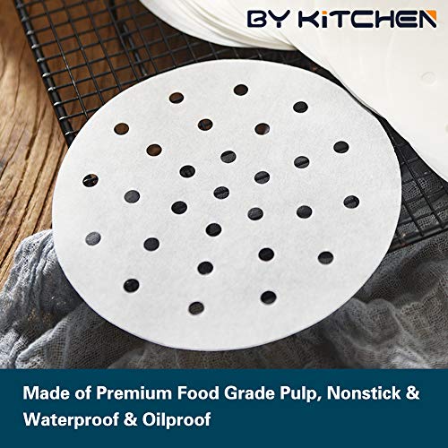 BYKITCHEN 9 Inch Perforated Round Air Fryer Liners,Bamboo Steamer Paper - size: 9 inches