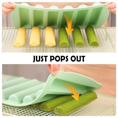 QELEG Granola Bar Mold, 2 Pcs 6-Cavity Rectangle, Green