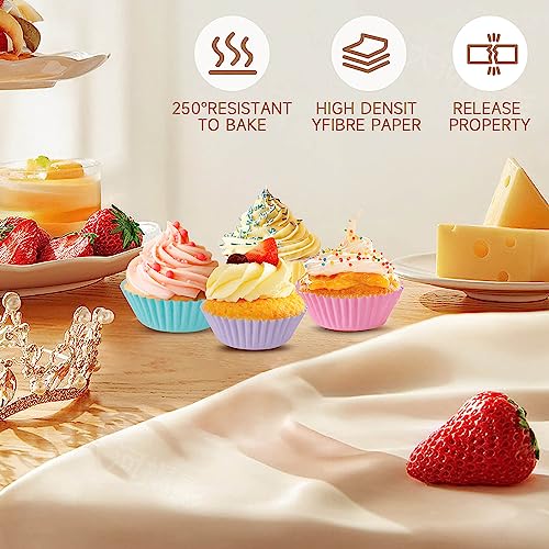 Mini Bright Rainbow Cupcake Liners, Paper Baking Cups, 400 Pack - color: Rainbow, size: Mini