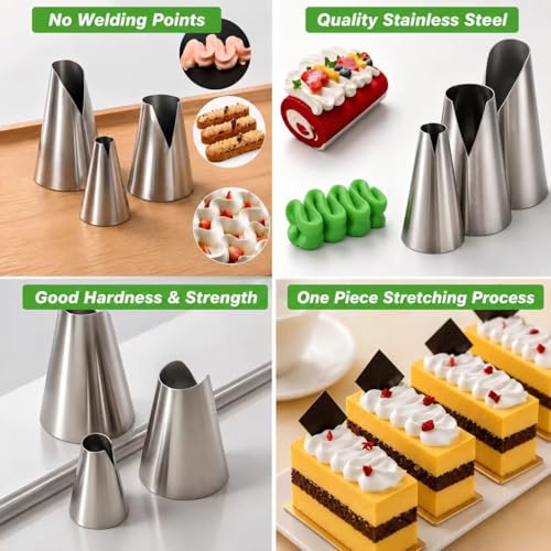 cake piping tips, Russian Piping Tips Set,V-shaped Wave Nozzles Piping Kit - DIY Icing Nozzle Tool for Cupcakes (V-shape) - color: V-shape