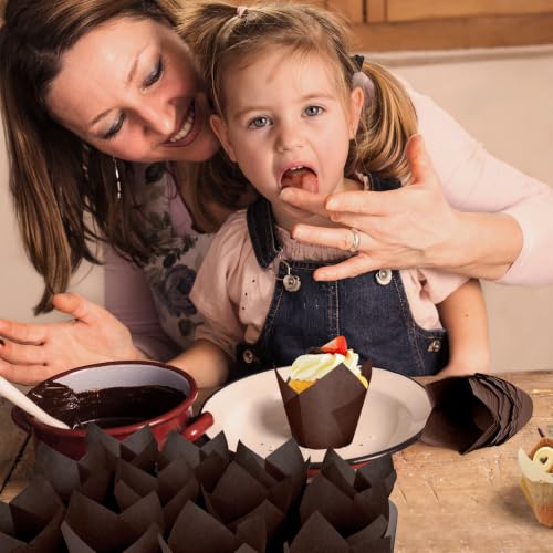 120pcs Tulip Cupcake Liners for Baking Cups, Premium Muffin Liners Holders - color: Coffee