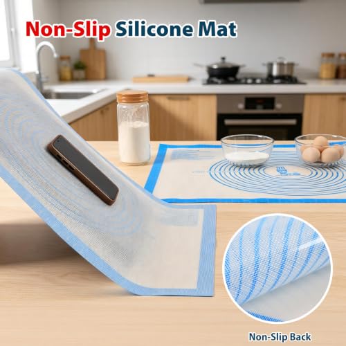 XXL-Large Pastry Mat For Rolling Dough: 36 X 24 Inch Silicone Baking Mat - color: Blue, size: 36"L x 24"W