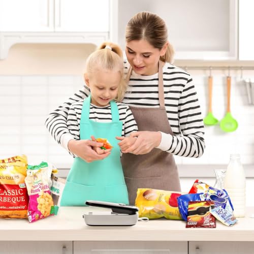 ODSD 2 in 1 Mini Bag Sealer - Heat Seal and Cutter with Lanyard, Portable Handheld Chip Bag Sealer for Snacks, Candies, Food Storage (Batteries Included) - color: Black/White