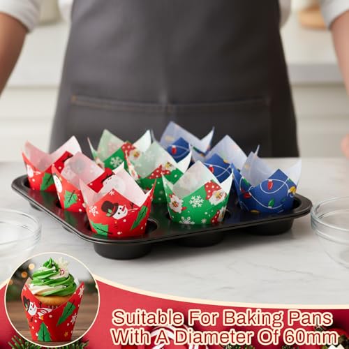 Motiskyy 300 Pcs Jumbo Tulip Muffin Liners, Christmas Color - color: Christmas Color