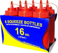 New Star Foodservice Plastic Squeeze Bottles, 16oz, 6 pk, Red - color: Red