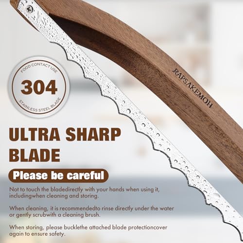 RAPSAKEMOH Bread Knife for Homemade Bread,Bread slicer for Homemade Bread - color: Brown