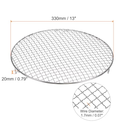 HARFINGTON Round Cooking Rack 13-inch 201 Stainless Steel Cross Wire Barbecue Grill Net with 20mm Legs for Cooking Baking Steaming BBQ - size: 13 Inch 0.07"