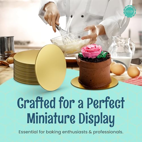 O'CREME Mini Cake Boards 3.25 Inch Round Gold Foil 100 Count - color: Gold, size: 3-1/4 Inch