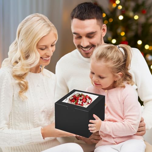 KPOSIYA 40pcs 6x6x5 In Cake Boxes with Cake Boards（20 Boxes & 20 Boards） - color: Black, size: 6x6x5 inch