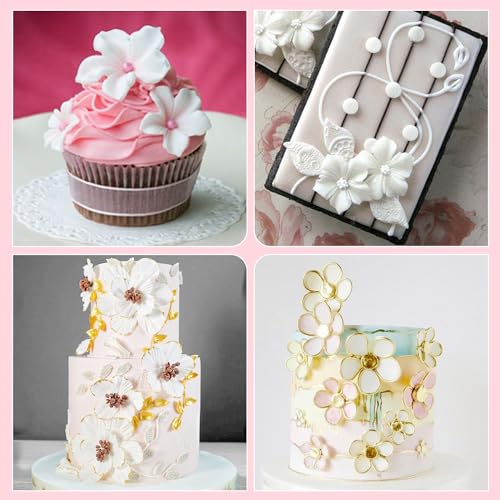 KALAIEN Flower Cupcake Toppers Silicone Mold Flower Fondant Cake Molds