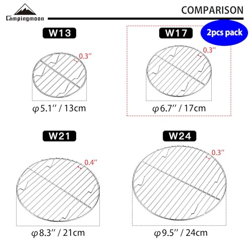 CAMPINGMOON 2pcs Round round cooling rack 304 Stainless Steel Cooking Grid Grill (φ6.7 inches, W17-2P) - color: φ6.7 inches, W17-2P