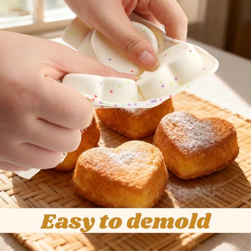 Heart Shaped Silicone Mold 2 Pack, 24 Cavity Mini Egg Bite and Baking Mold
