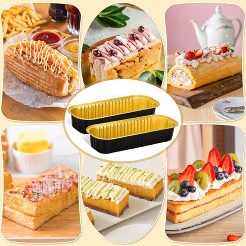 selizo 60 Pack 6.8oz Mini Loaf Baking Cake Pans with Lids, Rectangle Disposable Aluminum Foil Loaf Baking Pans, Small Baking Cake Tins Cup Cake Containers for Individual Cakes - color: Black