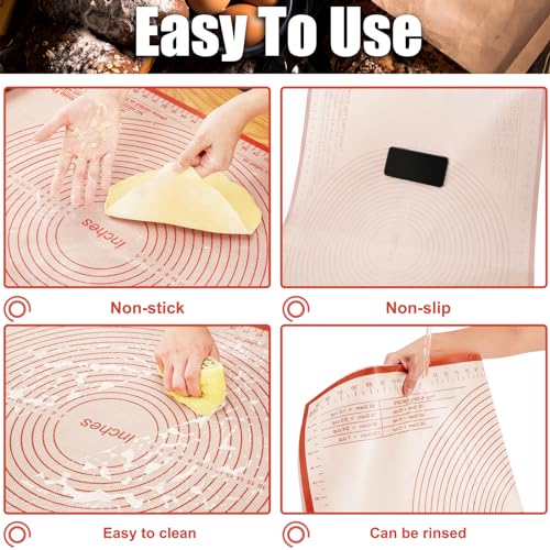 Silicone Pastry Mat 36x24 Inch Nonstick Baking Mat Large Dough Rolling Mat - color: Red, size: 24"L x 36"W