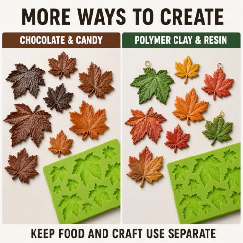 13-Cavity Fall Leaves Silicone Mold for Fondant, Color Varies - style: fall leaves molds