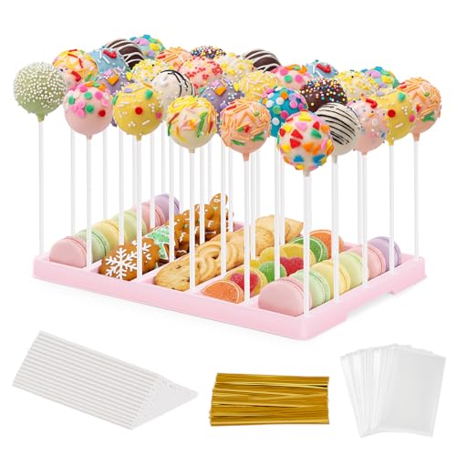 VIVIRBIEN Pink Cake Pop Stand, 30 Holes Lollipop Display Holder Kit - color: pink
