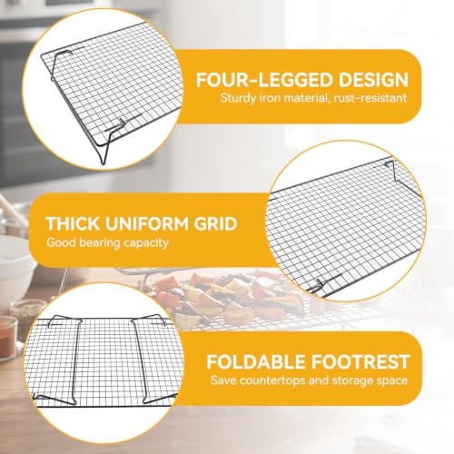 Cooling Racks for Baking, Baking Racks with Collapsible Legs Nonstick Stackable Cookie Cooling Folding Roasting Wire for Cooking Roasting Drying Grilling