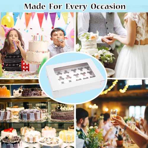 6 Pack Cupcake Boxes with Window for 24 Standard or Mini Cupcakes