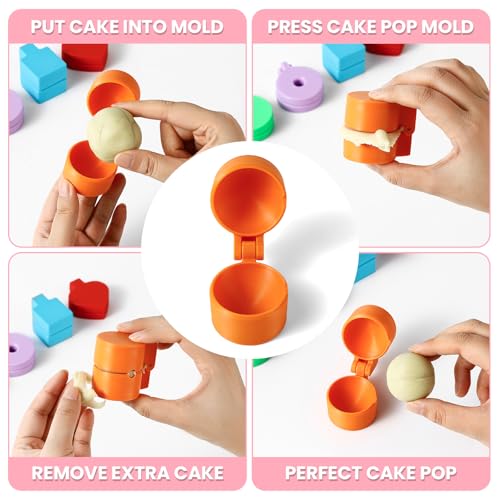 MITCHENIFY 2 PCS Round Cake Pop Mold Shapes Press Set, 3D Printed Sphere Circle Cake Pop Cutter and Pusher, Baking Tools Accessories for Home Baking, Birthday Parties, Wedding Desserts - color: Round