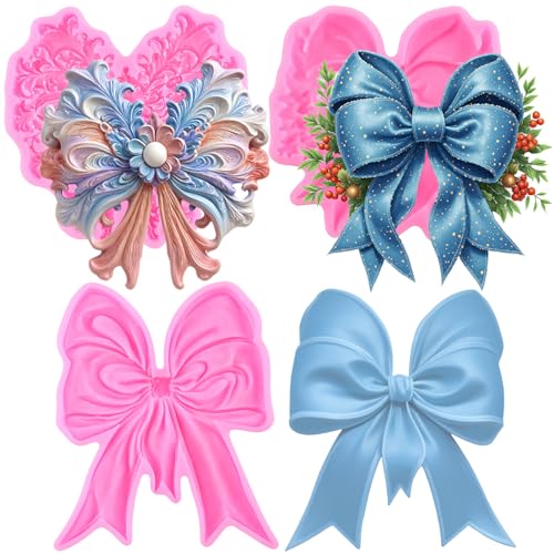 Mujiang Bow Silicone Mold Christmas Bow Fondant Molds Set of 3 - color: Style G