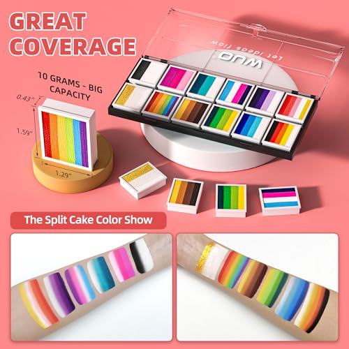 WUO Professional Face Painting Kit for Kids, 12x10g Split Cake Palette - color: Classic