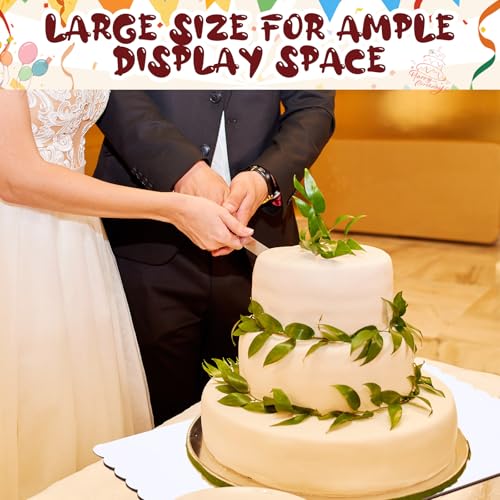 Maxdot 20 Pcs 26 x 18 Inch Rectangle Cake Boards Disposable Single Wall Cake Pad Scalloped Full Sheet Dessert Base White Corrugated Pastry Food Tray Plate for Pizza Display Holiday Party Supplies