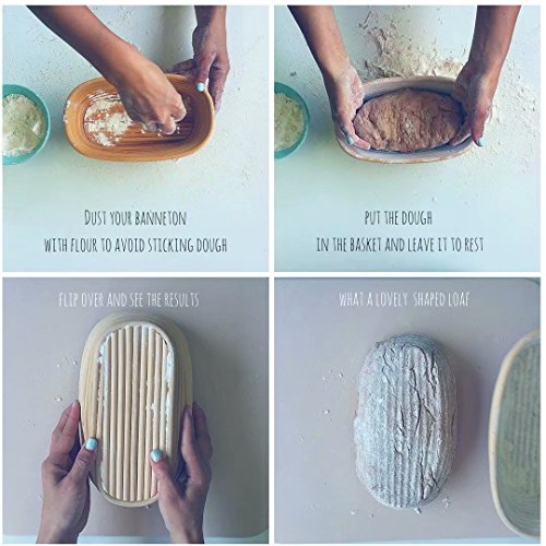 7 Inch Round Banneton Bread Proofing Basket 2 pcs Natural Rattan Cane Brotform Handmade& Linen Liner Cloth - size: 7" Round 2 Pack