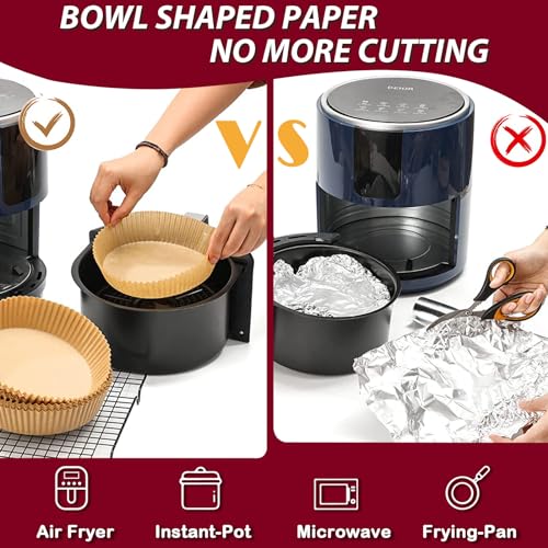 Air Fryer Liners for Ninja, 4qt Airfryer Liners Round for Ninja AF101/ AF150AMZ / AF161 Max XL Air Fryer, Air Fryer Paper Liners for 4-8QT Basket, Non-stick Air Fryer Parchment Paper Liners, 225PCS - size: Round-8"