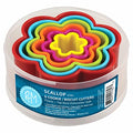 R&M Scalloped Plastic Biscuit & Cookie Cutters 6-Piece Set - Multicolor Nesting Fluted Cutters 1.125" to 3.625" for Baking, Sandwiches & Fondant - style: Scallop