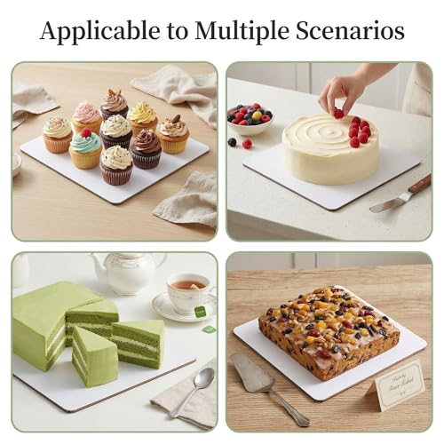 12PCS Square Cake Boards,11.8 x 11.8 Inch White Greaseproof Cardboard, Disposable Half Sheet Cake Board Trays for Sheet Cakes, Pastries, Bakery and Catering - size: Square Cake Boards-12PCS