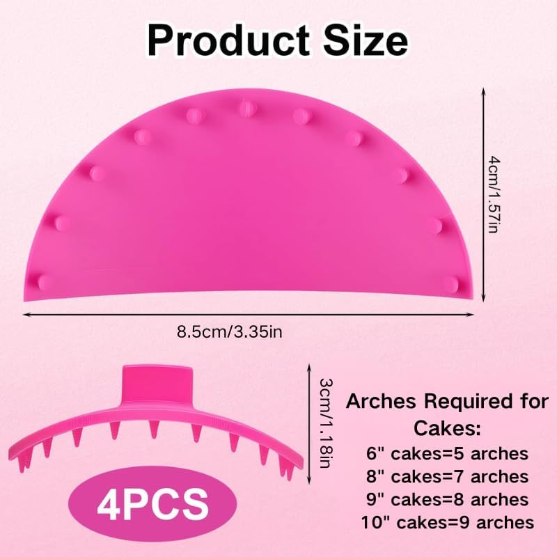 4 PCS Cake Arch Guide Tool Set, Cake Decorating Tools for Beginners and Bakers, Cake Swag Marker Tool, Cake Piping Guide Stencil for 6"-10" Cakes, Cake Ruffle Marker, Cake Leveler Tools