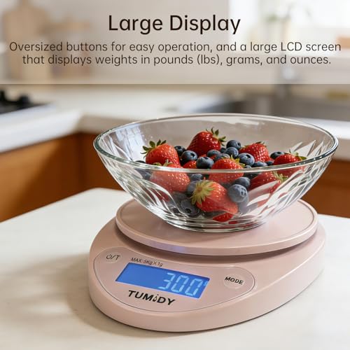 Small Digital Kitchen Scale Food, Scale for Baking Cooking, 11lb/5kg, Pink - color: pink