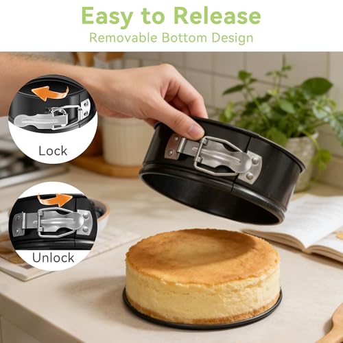 USLAI 4 Inch Mini Springform Pan Set, Nonstick & Leakproof, 4 Pieces - size: 4 Inch