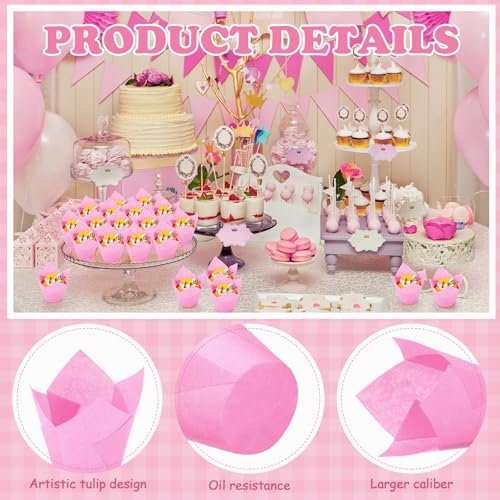 600 Pcs Tulip Cupcake Liners, Solid, Hot Pink - color: Hot Pink