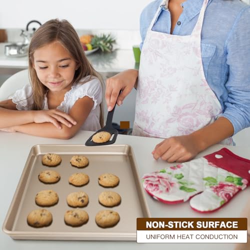 Baking Sheet Pan Set of 3, Nonstick Commercial Cookie Sheets for Baking - color: Champagne Gold