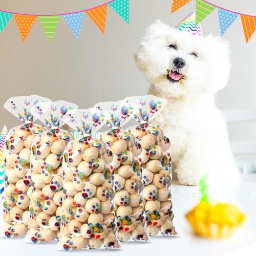 Blulu 100 Pcs Dog Treat Bags Puppy Party Favor, Rainbow Color - color: Rainbow Color