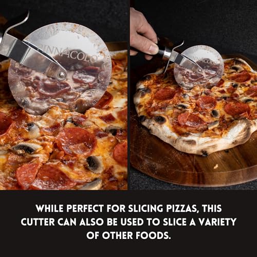 4 Inch Wheeled Pizza Cutter with Wood Handle - size: 4 Inches
