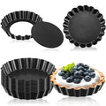 Tessco for you 16 Pcs Mini Tart Pans for Baking, Black Gray Round - size: 3 Inch (Round), style: Black Gray Round
