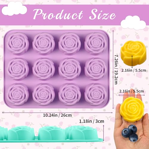 Large Rose Silicone Mold for Chocolate Strawberry 24 Cavity - color: Rose Mold, Mint Green + Pink