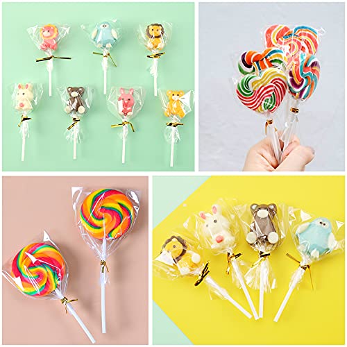 Augshy Cake Pop Bags,300 Pcs 4x6" Treat Cello Bags for lollipop with 300 Twist Ties, 1.4 mils Thickness OPP Plastic Bag for Lollipop Candy Chocolate Cookie Wrapping (Pack of 2) - size: 4x6 Inches (Pack of 2)