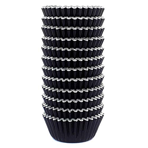 300 Pcs Mini Foil Cupcake Liners Muffin Paper Baking Cups, Black - color: Black
