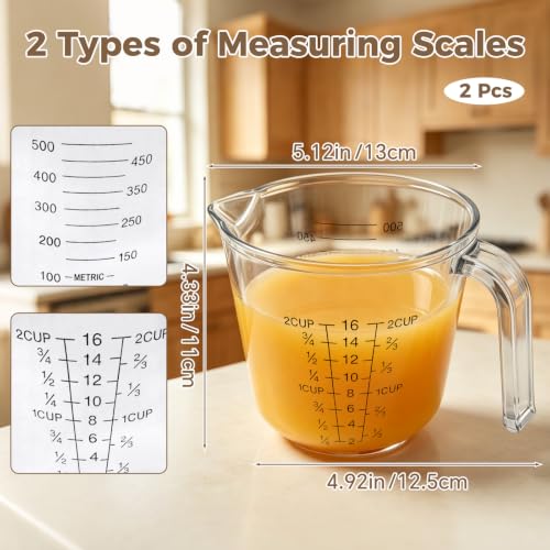 2Pcs 2 Cup Plastic Measuring Cup,Plastic Liquid Measuring Cups for Baking,Cooking,Mixing